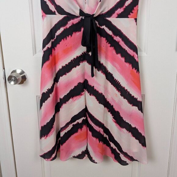 Joseph Ribkoff | Pink Black Tie Dye Summer Dress Size US12 - Picture 4 of 11